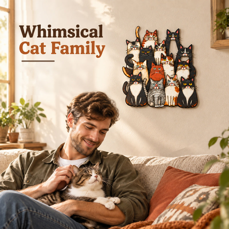 🐾Décoration murale en métal « Famille de chats fantaisistes »