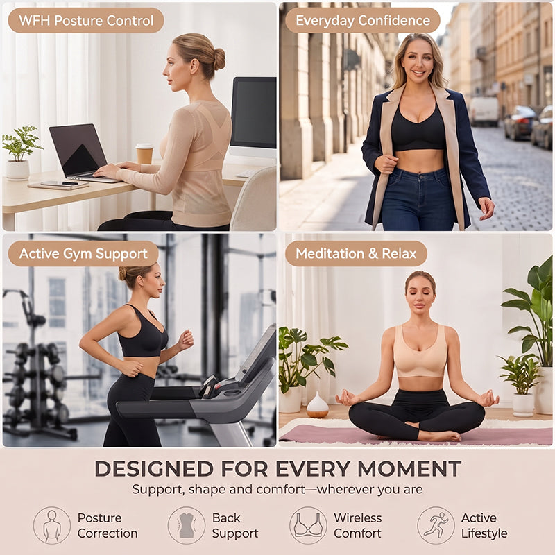 Soutien-gorge de sport pour femme, corrigeant la posture et lissant le dos, avec fermeture à l'avant