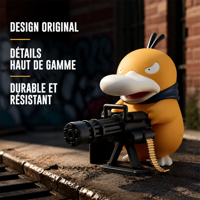 🚗 Figurine Canard Style Gangster avec Mini Gatling pour Voiture