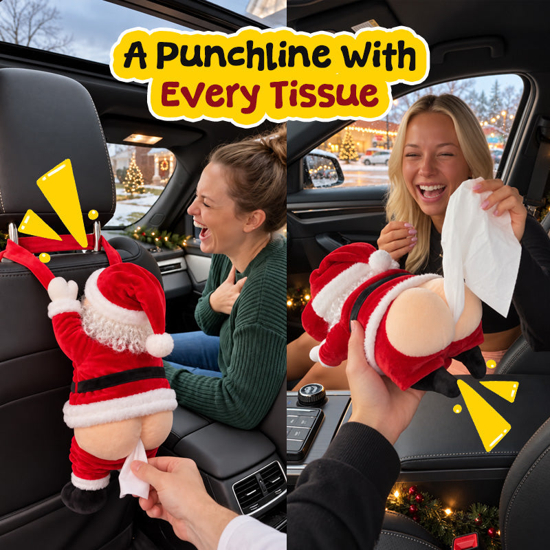 🎅Le côté espiègle du Père Noël — Une housse rigolote pour boîte de mouchoirs en forme de fesses, pour rire à Noël