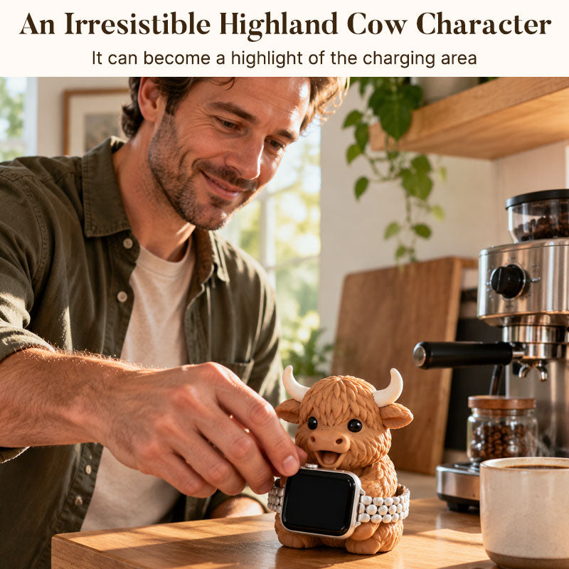 Support de recharge pour montre connectée « Highland Cow »