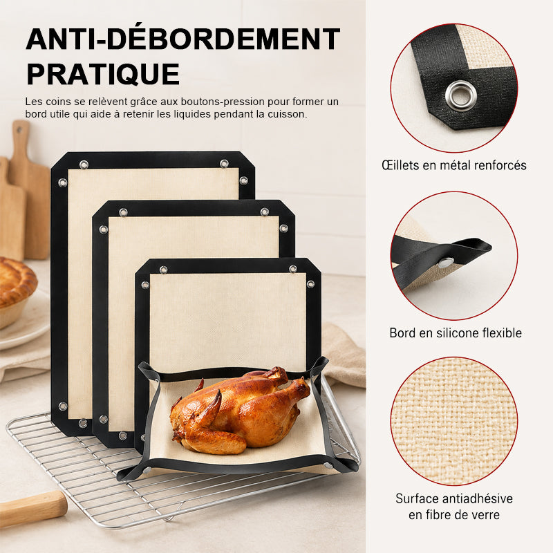 🍗 Tapis de cuisson anti-débordement avec boutons-pression