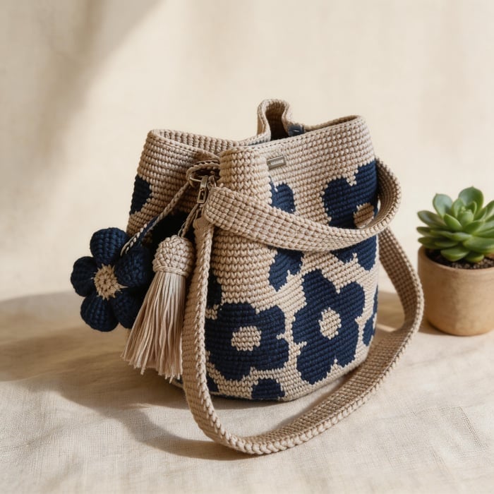 Sac fourre-tout à fleurs au crochet fait main 🌼✨