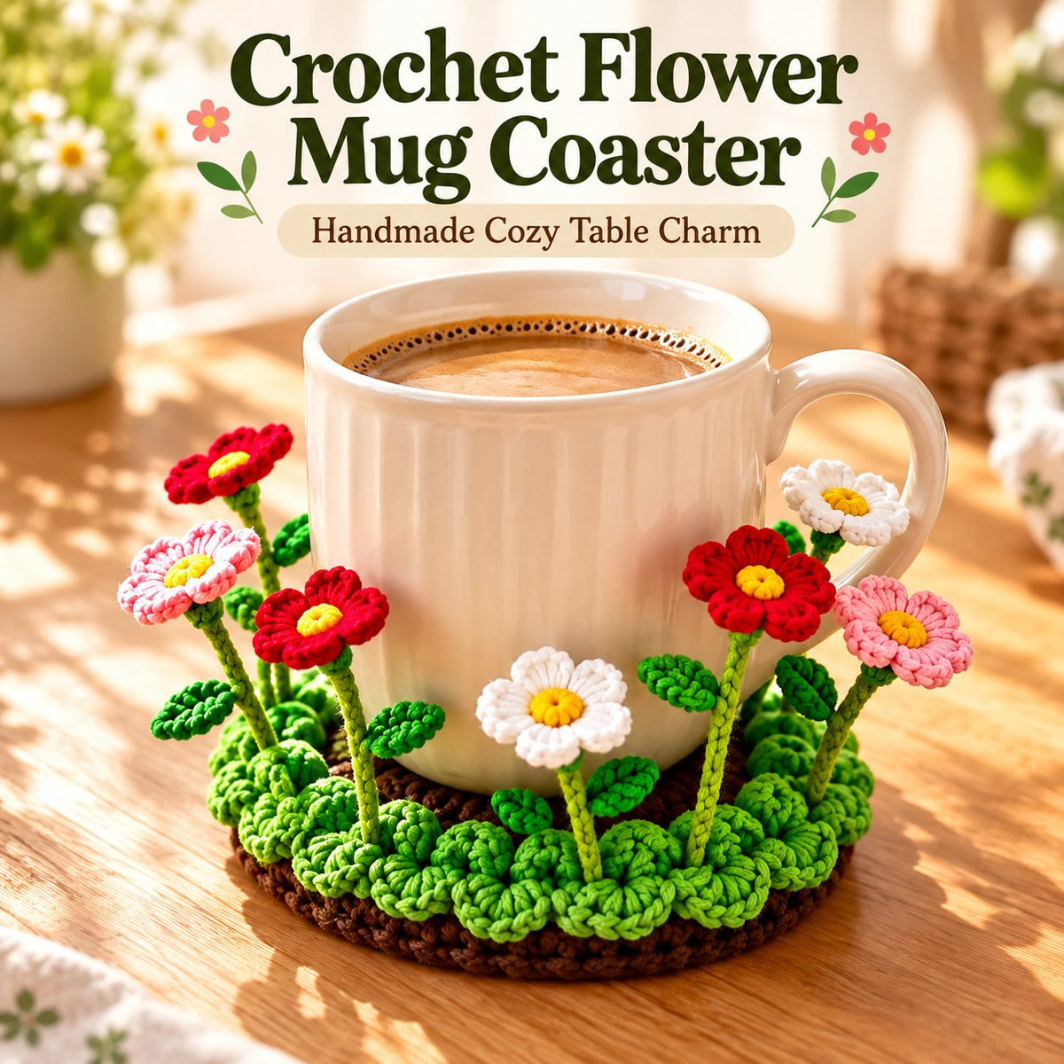 🌸50 % DE RÉDUCTION🌸 Sous-verre floral au crochet fait main | Everlasting Table Art 🌸