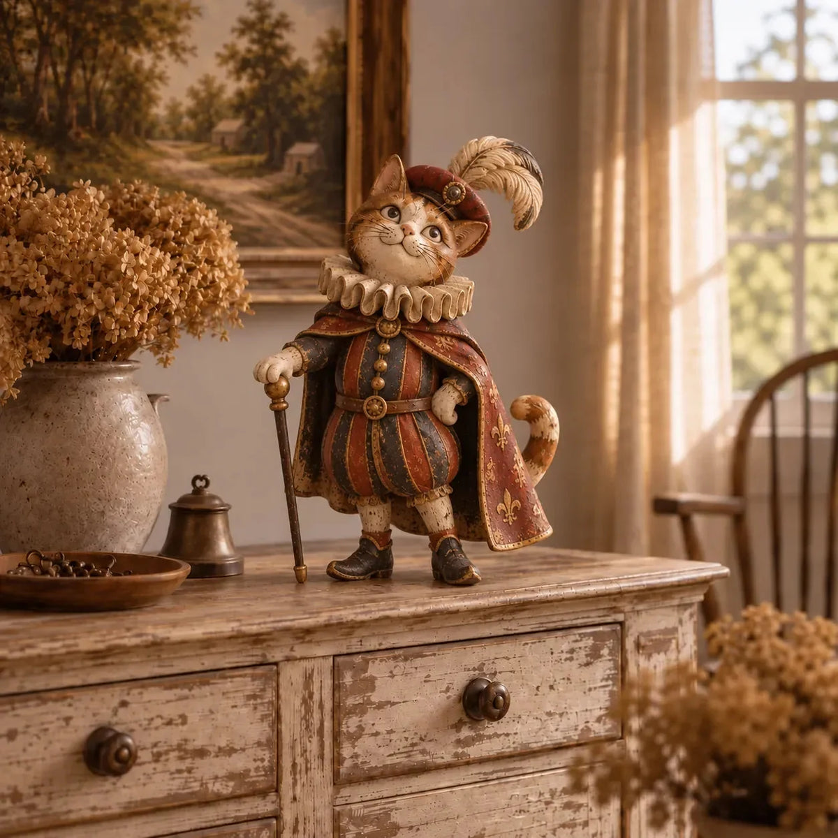 👑 Figurines « Medieval Cat Court » | 5 personnages royaux d'inspiration vintage pour les étagères, les cheminées et les collectionneurs de chats 🐈