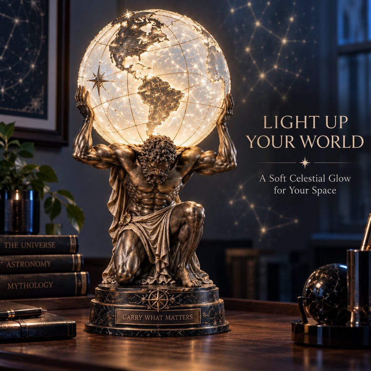 🌍 Lampe « Atlas » en forme de globe terrestre lumineux 🌌