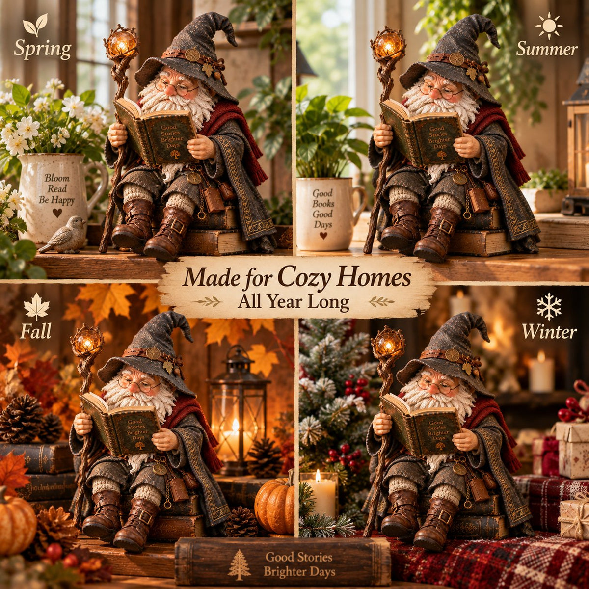🔥DERNIER JOUR : 50 % DE RÉDUCTION🧙‍♂️ Le gnome érudit errant – Figurine d'un sorcier enchanteur passionné de lecture
