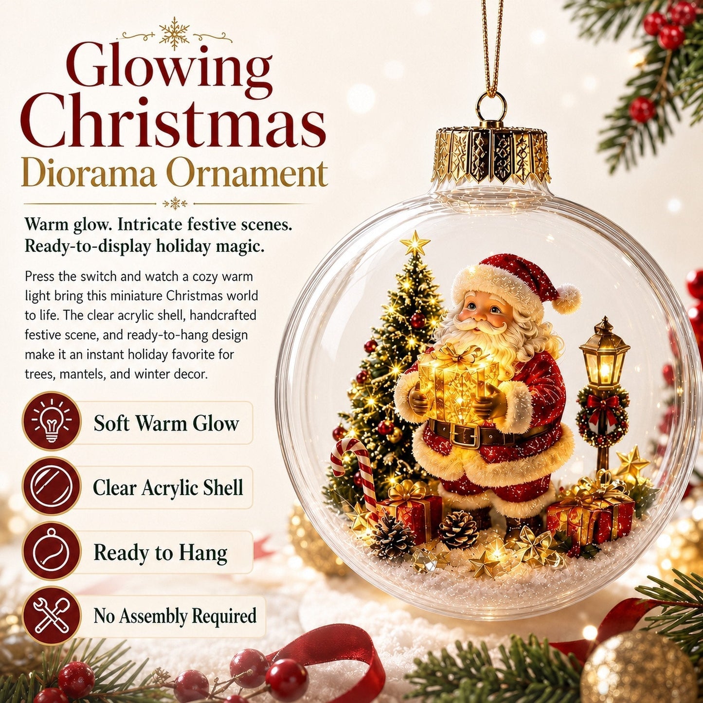 🎄Décoration de Noël lumineuse en forme de diorama – Un petit monde hivernal dans la paume de votre main👼