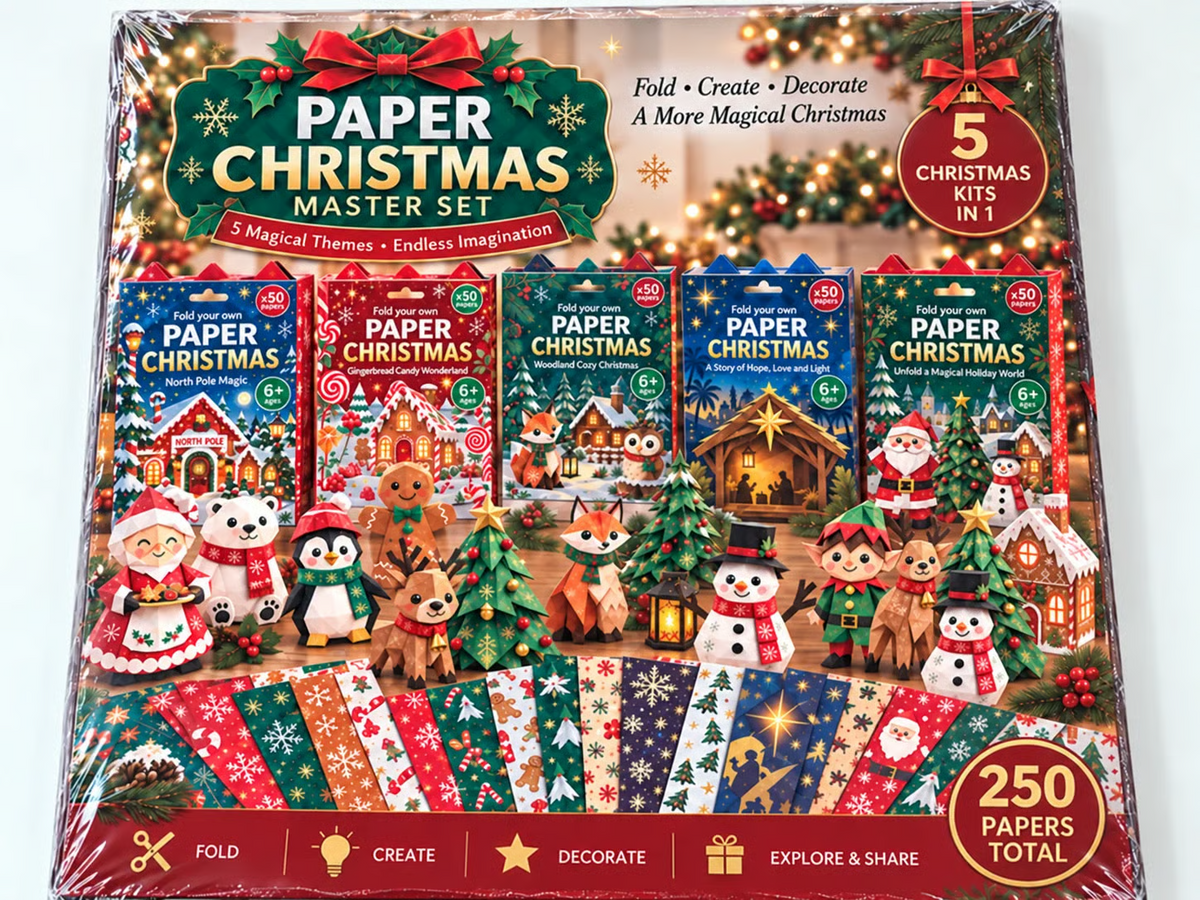 🎄Kit de bricolage de Noël en papier – 250 feuilles, 5 thèmes festifs🌟