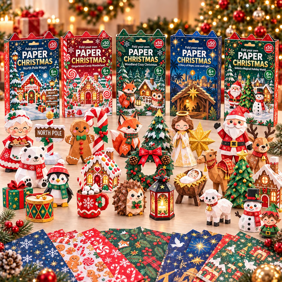 🎄Kit de bricolage de Noël en papier – 250 feuilles, 5 thèmes festifs🌟