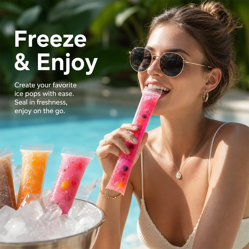 Sachets jetables pour glaces à l'eau - Moules à glaces à l'eau maison à faire soi-même - Sachets auto-fermeables de qualité alimentaire