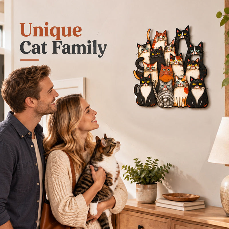 🐾Décoration murale en métal « Famille de chats fantaisistes »