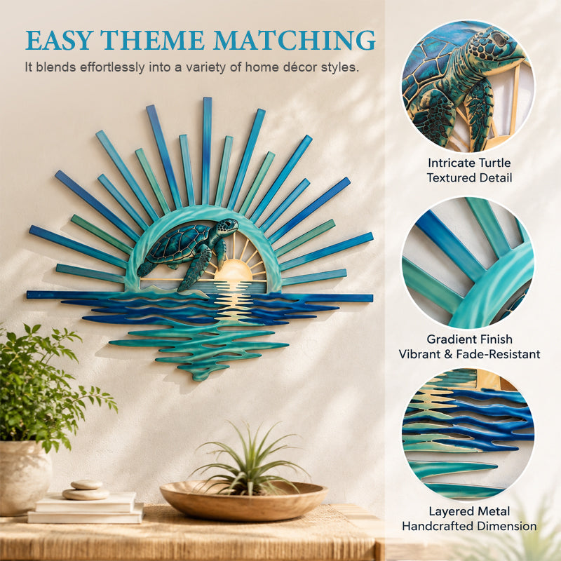 🌅 Décoration murale en métal « Legend of the Sunset Tides » – 🌊 Décoration murale en métal de style nautique vintage
