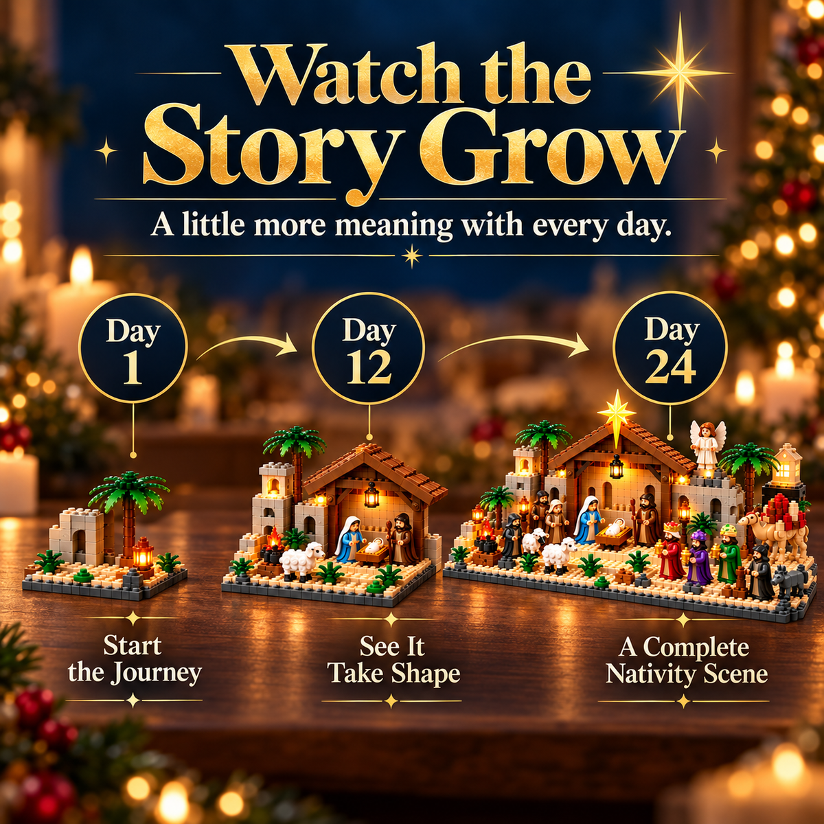 Calendrier de l'Avent de la Nativité – Crèche de Noël à monter en 24 jours