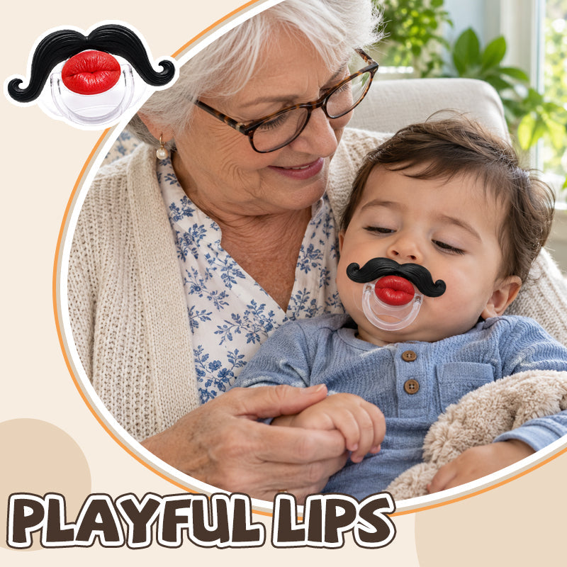 Sucette pour bébé « Lèvres rouges et moustache »