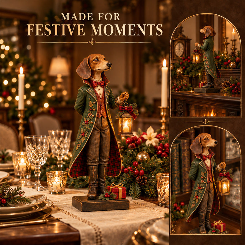 Décoration de Noël en forme de lanterne représentant un teckel
