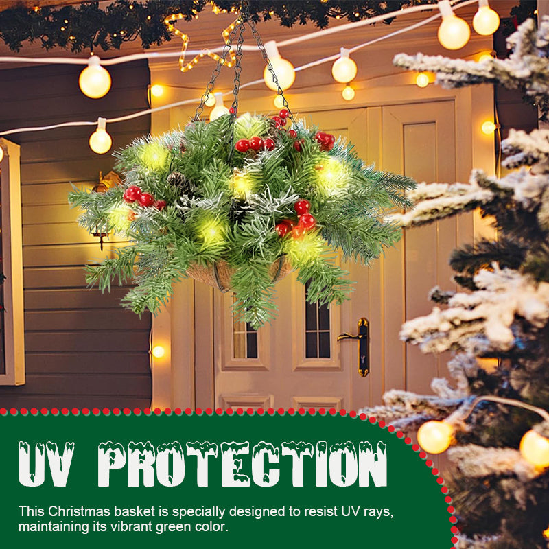 🎄Offre spéciale Noël🏆 Couronne de Noël artificielle sous forme de panier suspendu