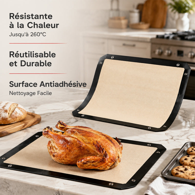 🍗 Tapis de cuisson anti-débordement avec boutons-pression