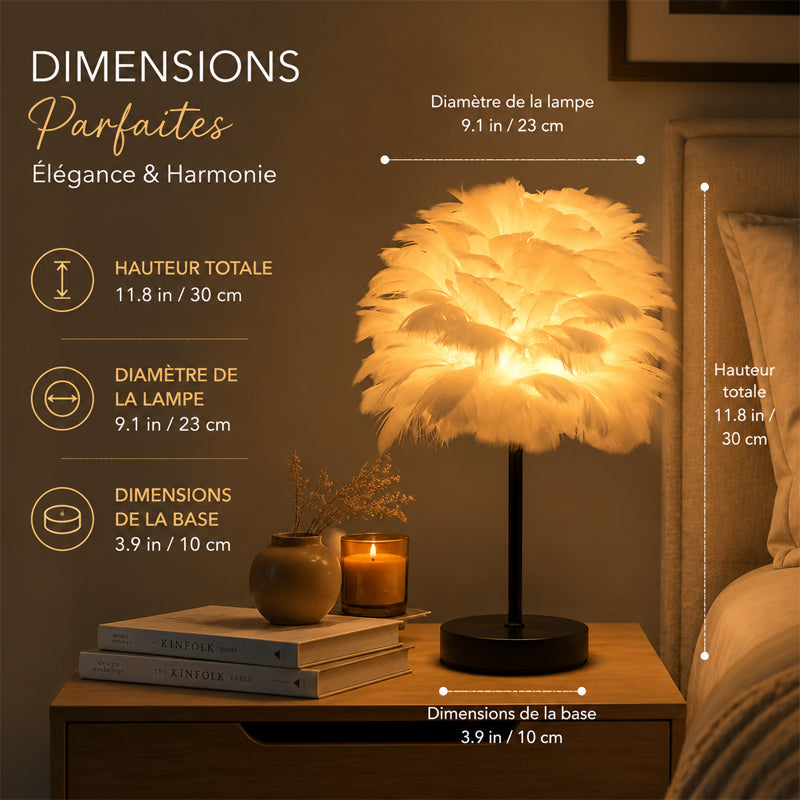 Lampe de Table Plume Décorative Nordique pour Chambre à Coucher