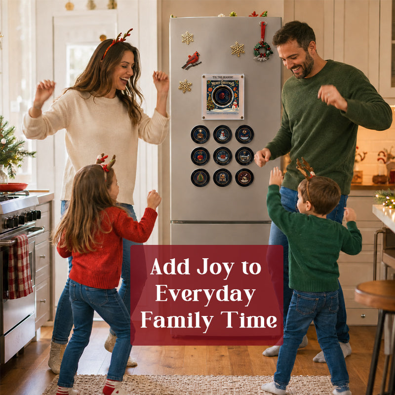 Autocollants de Noël pour réfrigérateur | Décoration interactive pour les fêtes avec 9 chansons de Noël classiques