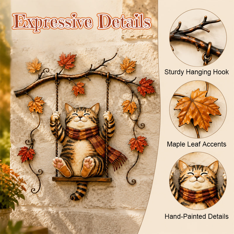🍁Décoration murale en métal « Chat d'automne »🐱