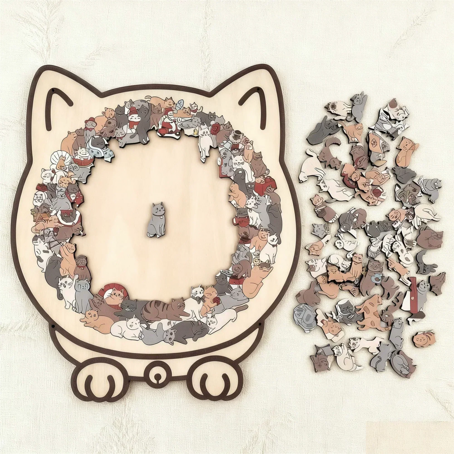⏳Spécial à durée limitée⏰Puzzle en bois de 135 pièces en forme de chat😸