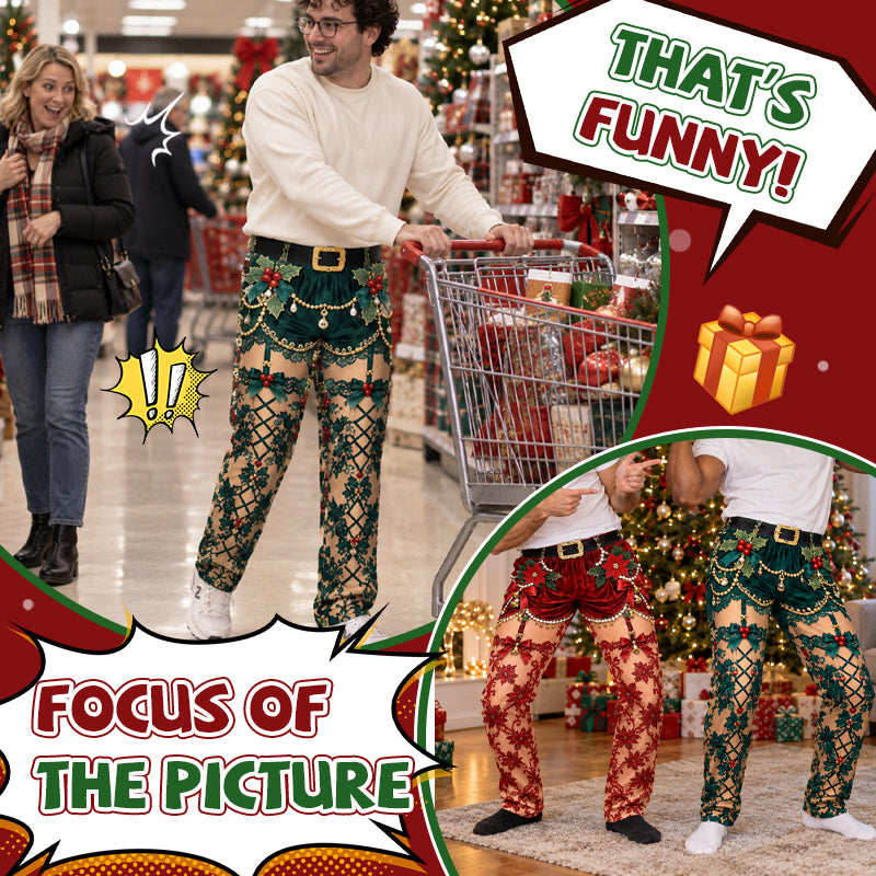 Pantalon de Noël amusant à effet d'illusion d'optique