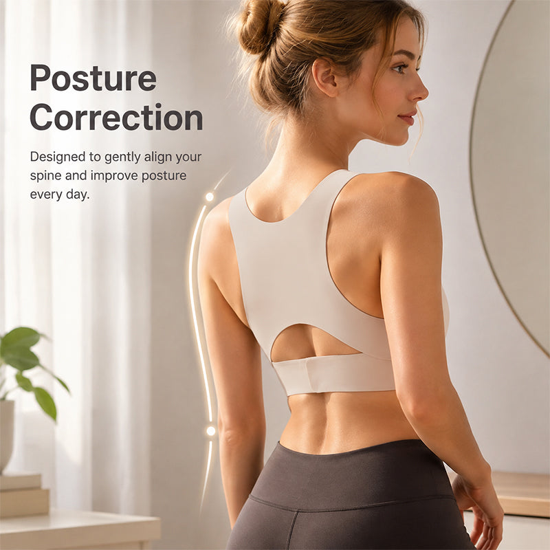Soutien-gorge de sport pour femme, corrigeant la posture et lissant le dos, avec fermeture à l'avant