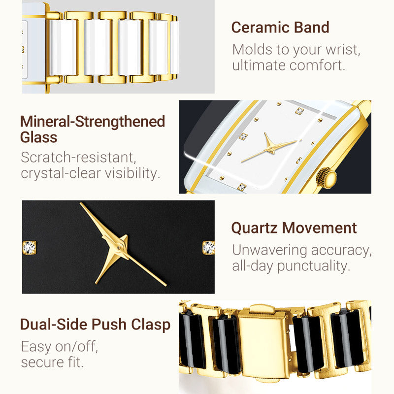 ⌚Montre-bracelet carrée en céramique à quartz, tendance