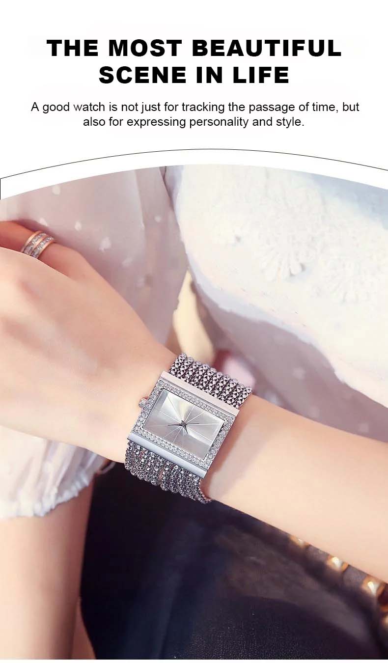 Montre à quartz sertie de diamants pour femme