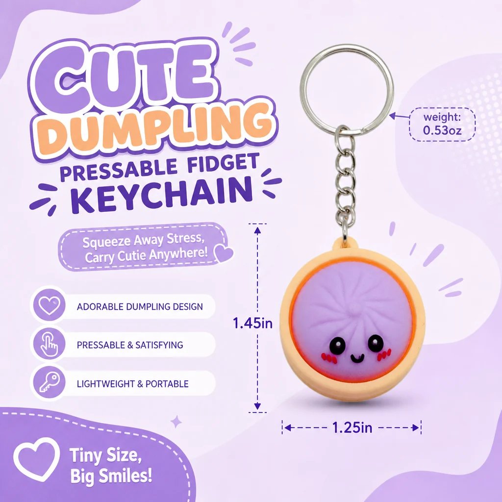 🔥  Porte-clés anti-stress « Cute Dumpling » à presser – lumière tactile