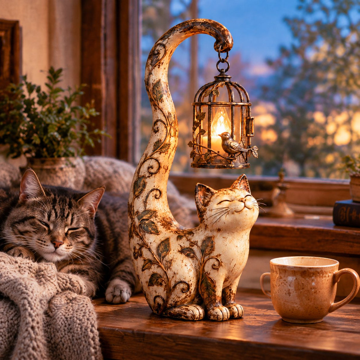 🐈‍⬛Lampe sculpturale vintage en forme de chat – Un petit gardien de la chaleur, des souvenirs et des coins douillets✨