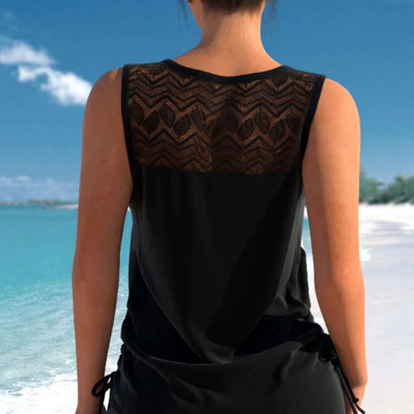 ⏰DERNIER JOUR : 50 % DE RÉDUCTION - Ensemble tankini Miraclesuit pour femme avec soutien-gorge intégré et effet amincissant au niveau du ventre – Maillot de bain bohème flatteur avec short🔥