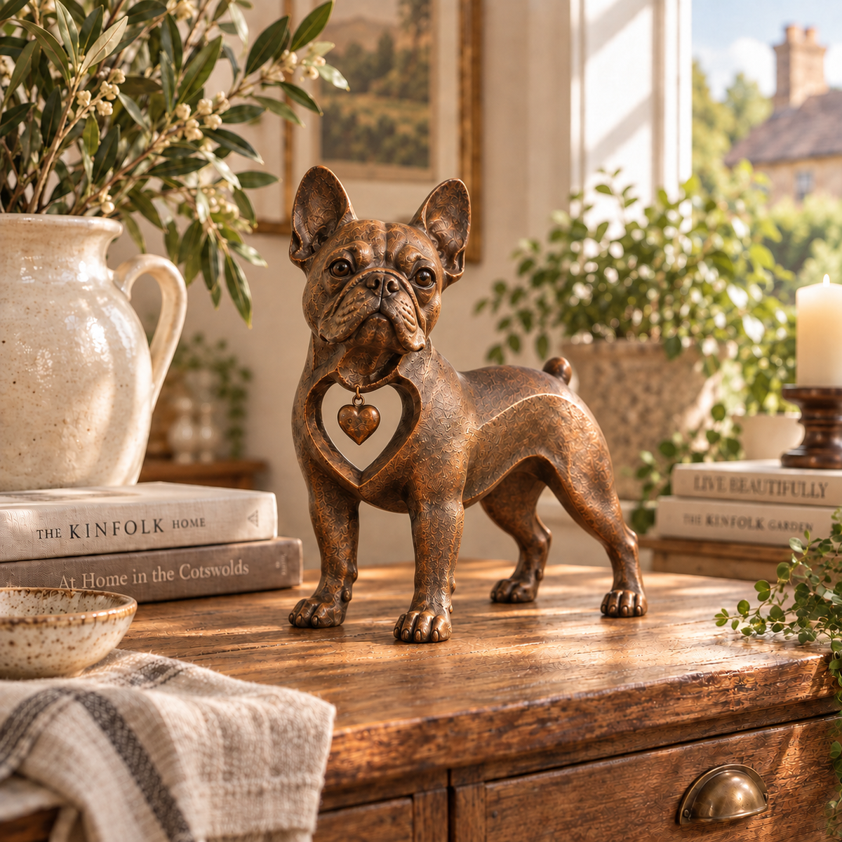 ⭐Sculpture de bouledogue français de style rétro classique — Le coup de foudre !