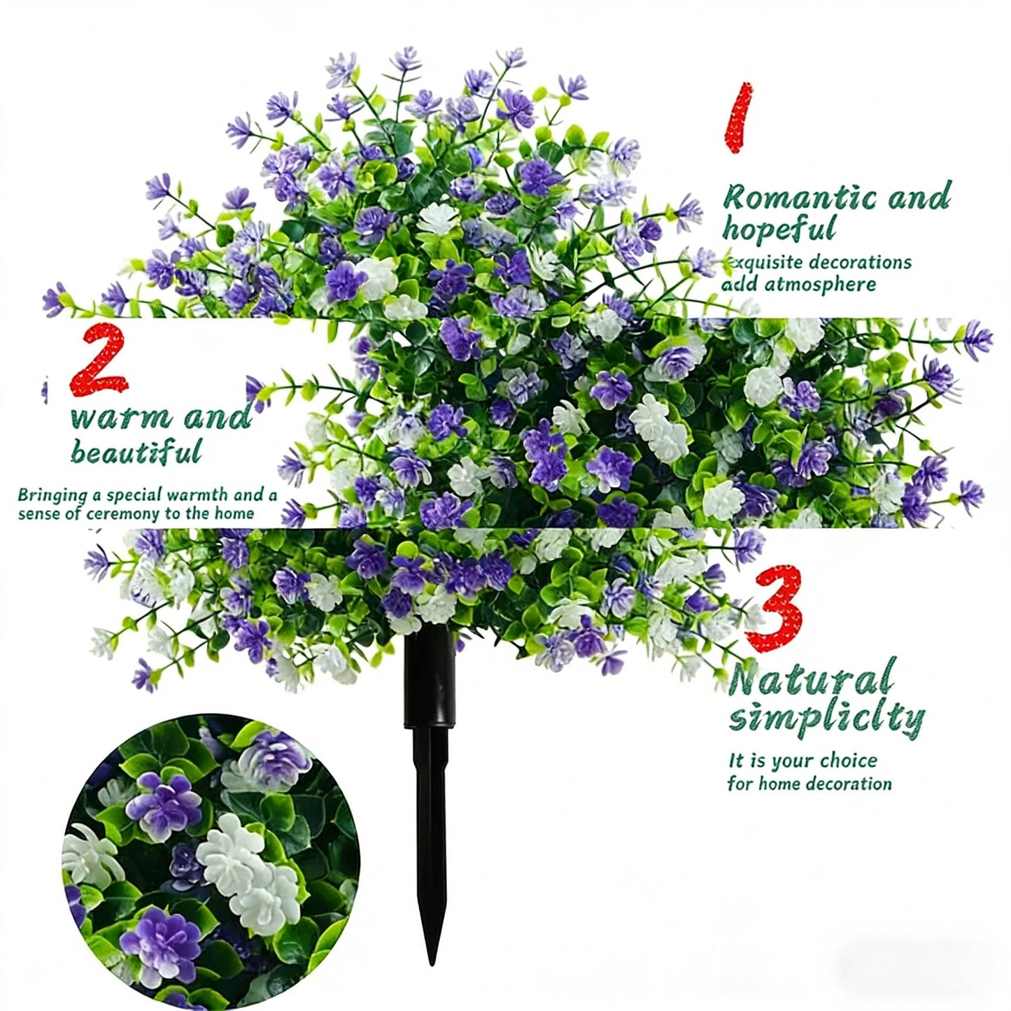 🌸Arbres artificiels en pot avec piquets de fixation au sol