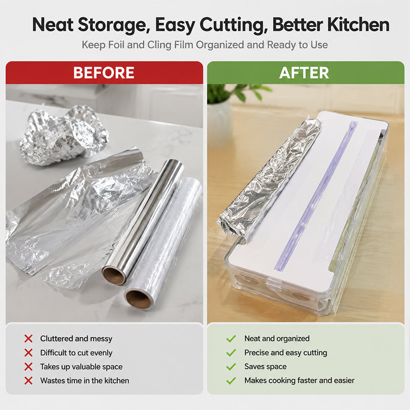Boîte de rangement pour papier d'aluminium, papier d'emballage et film alimentaire 🍳