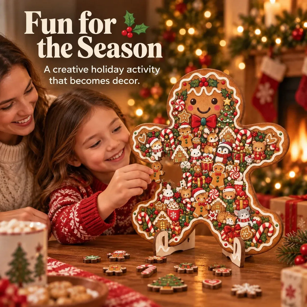 🎄Puzzle de Noël en bois avec support | 9 motifs festifs à assembler et à exposer 🧩