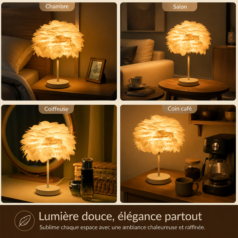 Lampe de Table Plume Décorative Nordique pour Chambre à Coucher