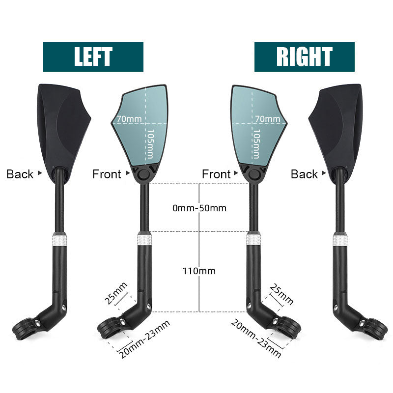 Rétroviseur rétractable anti-éblouissement pour vélo