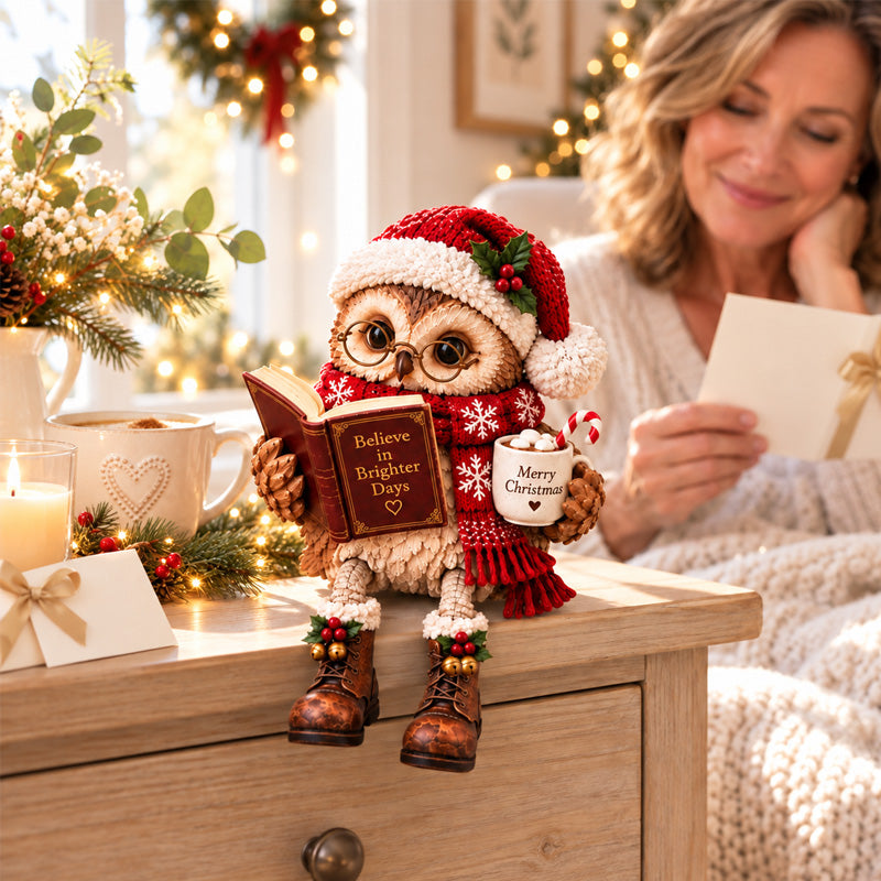 Figurine d'un hibou en train de lire, qui fait chaud au cœur