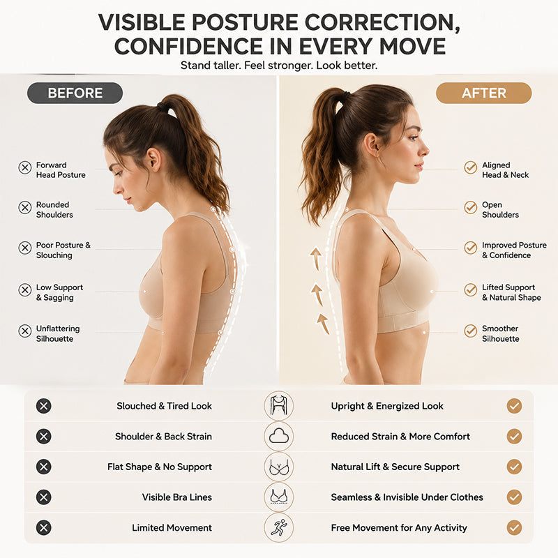Soutien-gorge de sport pour femme, corrigeant la posture et lissant le dos, avec fermeture à l'avant