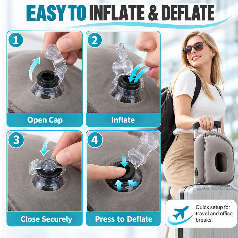 Oreiller gonflable portable en forme d'avion