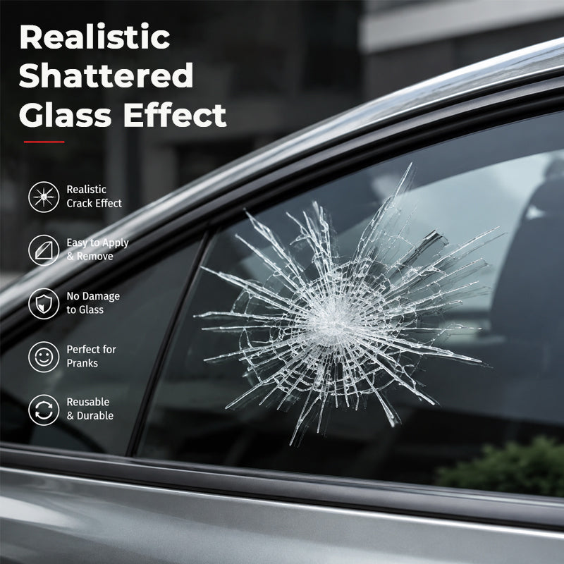 💥 Autocollant 3D « vitre de voiture brisée » pour farces