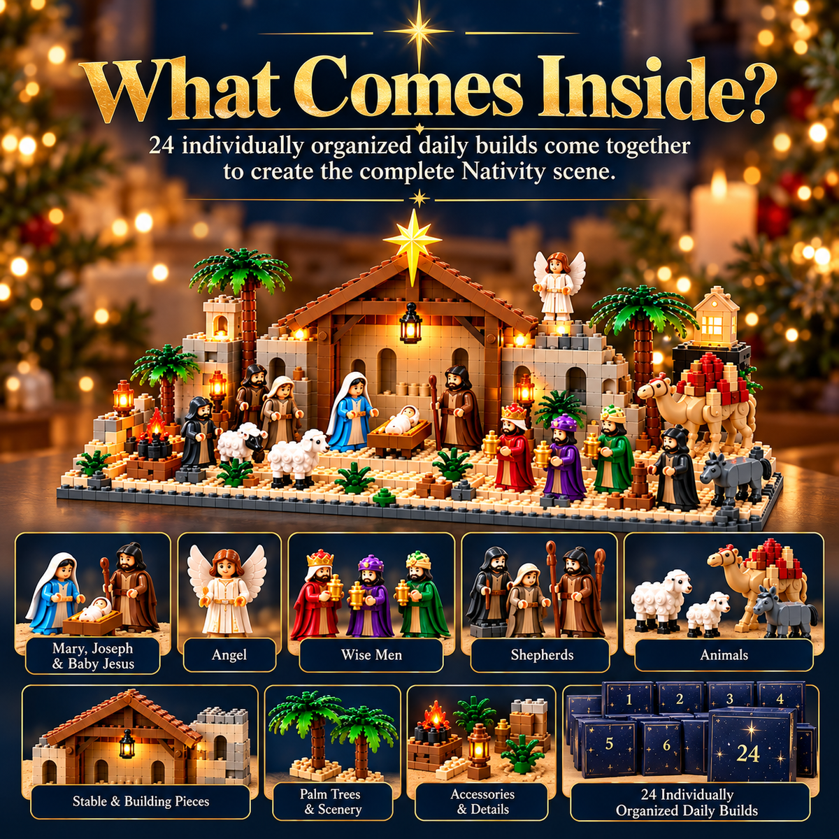 Calendrier de l'Avent de la Nativité – Crèche de Noël à monter en 24 jours