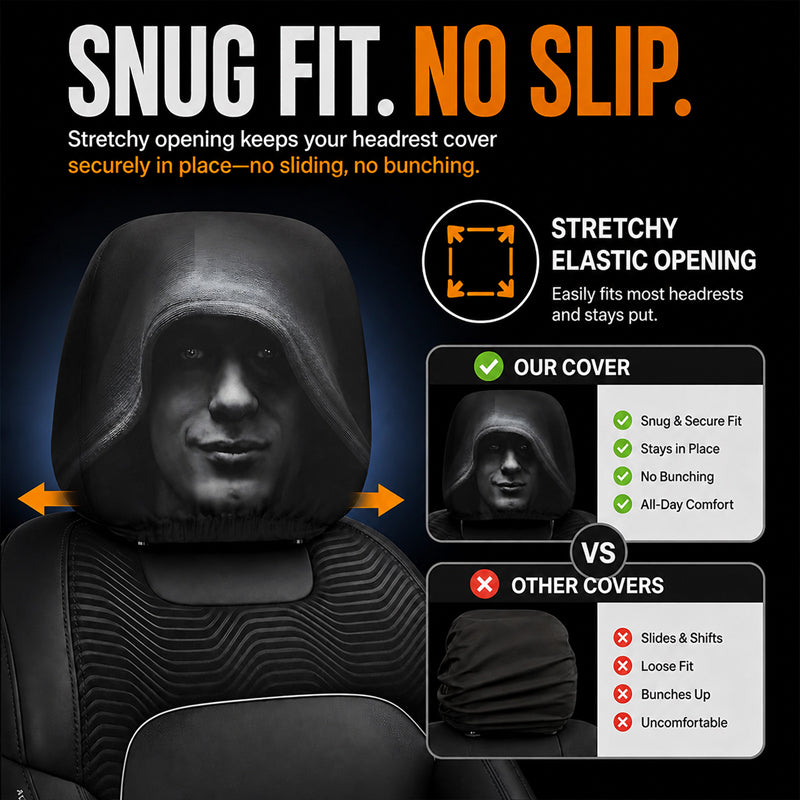 Housse d'appuie-tête imprimée « Funny Face » – Accessoire d'intérieur pour voiture