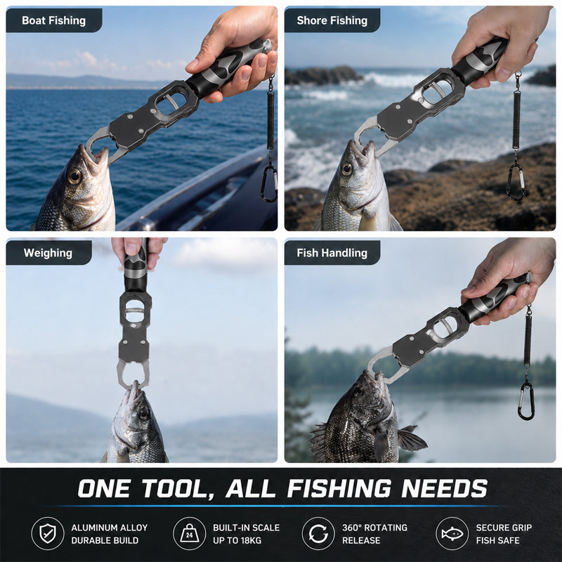 Pince à poissons en alliage d'aluminium avec balance, pour la pêche au leurre