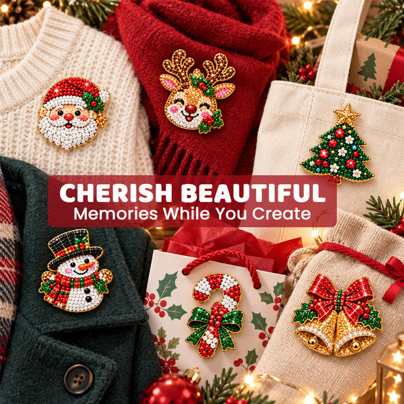 ✨🎄 Kit de broche de Noël à réaliser soi-même en peinture diamant — 6 motifs festifs, pour un look étincelant au quotidien