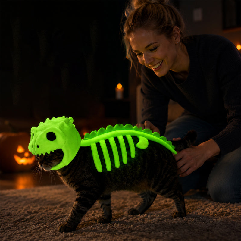 Déguisement de chat en squelette de dinosaure - Des vêtements amusants pour animaux de compagnie