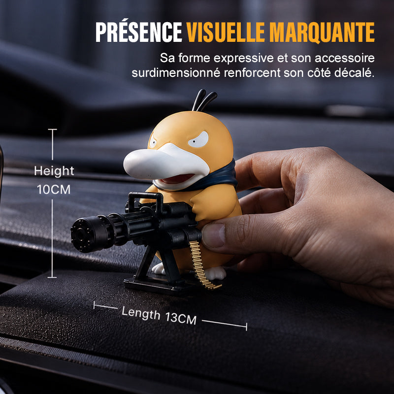 🚗 Figurine Canard Style Gangster avec Mini Gatling pour Voiture
