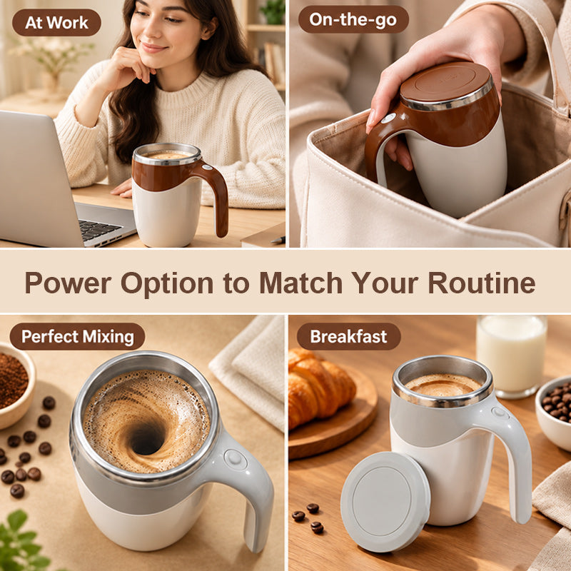 Tasse à café automatique à agitation automatique avec couvercle, bol mélangeur magnétique portable